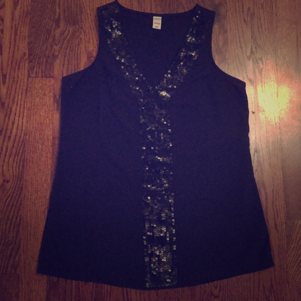 Old Navy XS Sequins black sleeveless top  - cute!